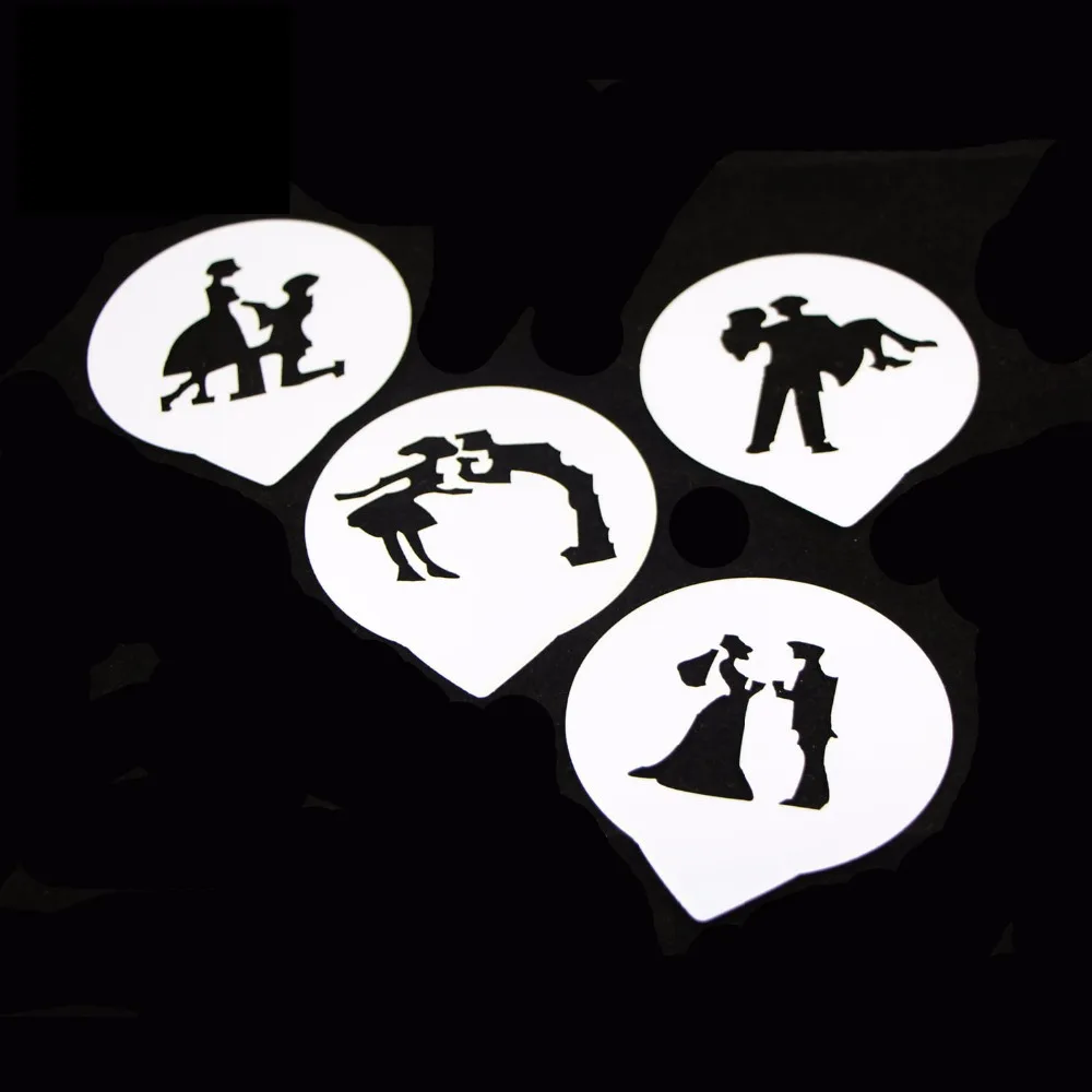 4 шт. трафарет для кофе романтические влюбленные Инструменты выпечки