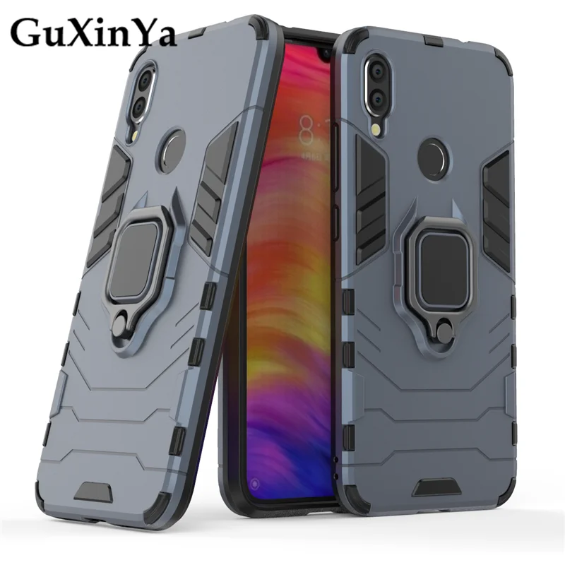 Чехол для Xiaomi Redmi Note 7 Pro чехол s Роскошная Броня крышка с магнитным кольцом Redmi Note 7 Capa 6," для Xiaomi Redmi Note 7 Pro Funda - Цвет: NavyBlue
