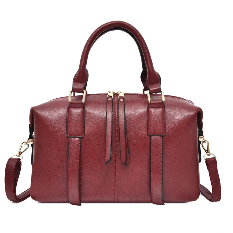 Toposhine Retro Boston Pillow Bag Lady Handbag New Fashion Casual Joker Shoulder Messenger Bag - Цвет: Red