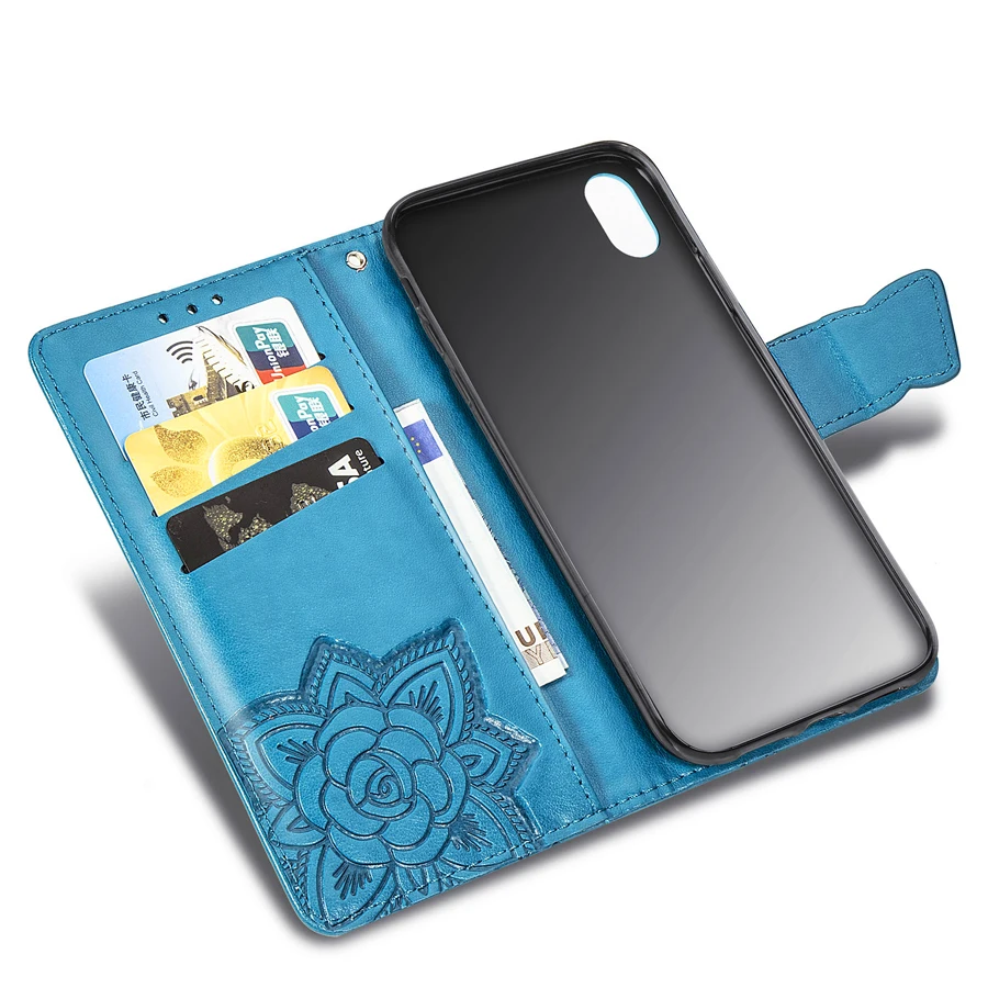 flip leather case for iphone xs max case embossed butterfly magnetic wallet cover for iphone xr x xs max cases with card slot free global shipping