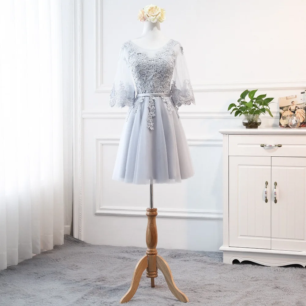 Robe De Soriee, новинка, серое кружевное вечернее платье, длинное, с рукавом-бабочкой, с аппликацией, винтажное, вечернее платье, вечерние платья для женщин