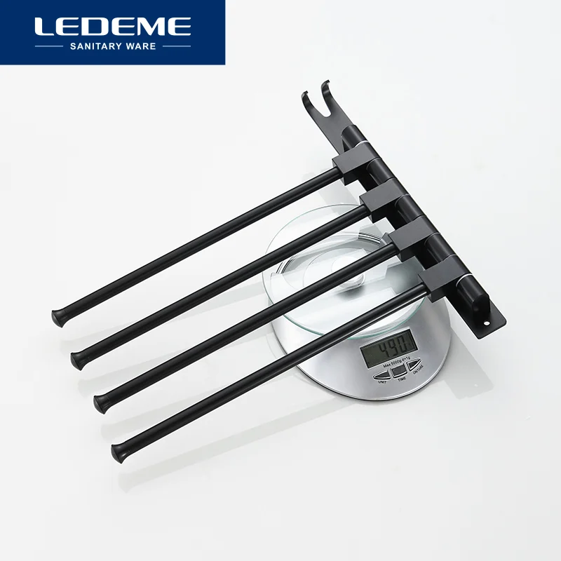 LEDEME банные четыре штанги для полотенец, аксессуары для ванной комнаты, алюминиевая лакированная штанга для полотенец с крюком 35 см, аксессуары для ванной комнаты L5514