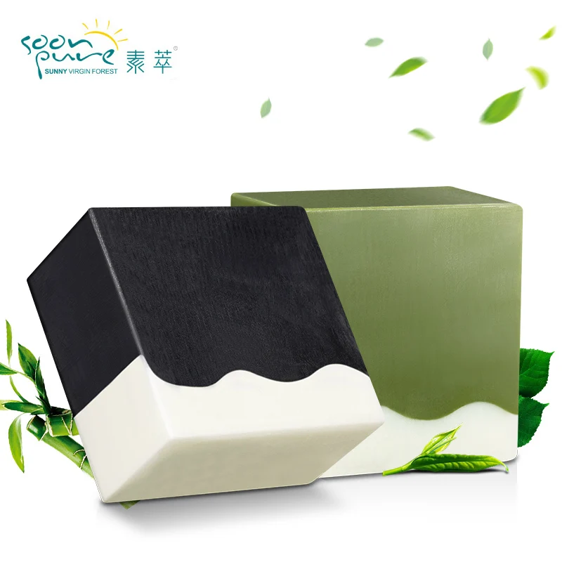 SOONPURE Набор: очищающее мыло для лица с японским чаем маття + бамбуковым углем |