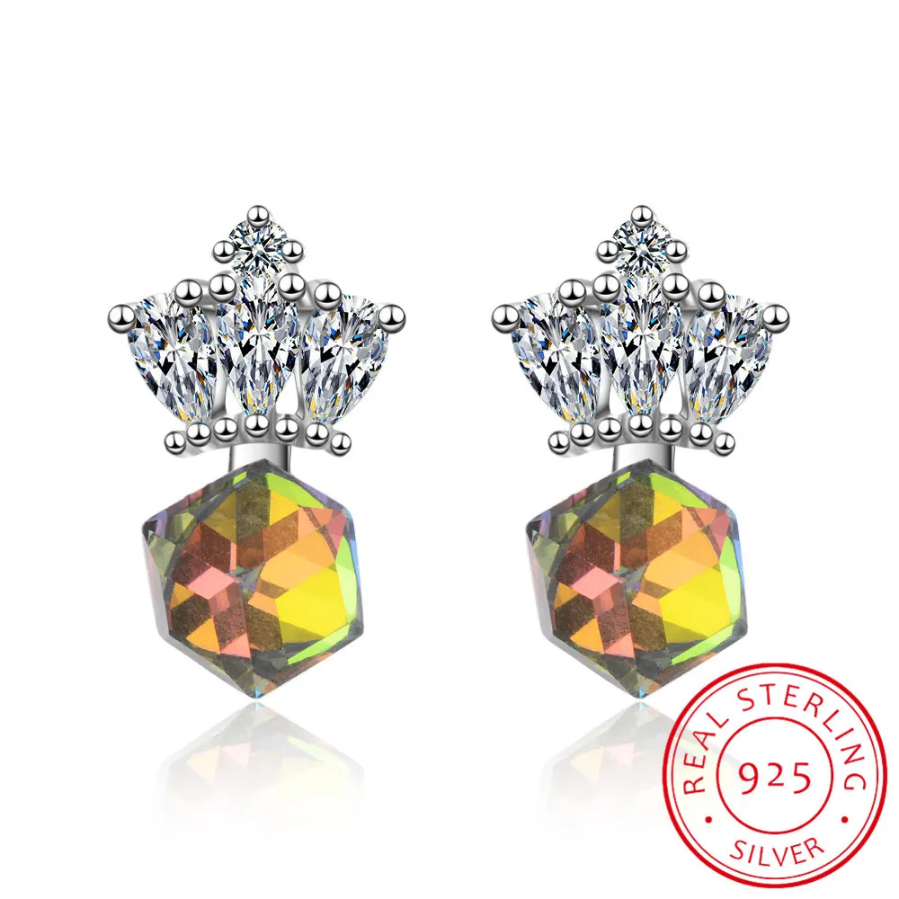 Женские вечерние серьги гвоздики Lekani украшенные кристаллами Swarovski из