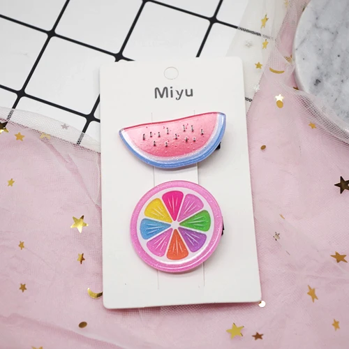 Watermelon Новое поступление 2 шт./компл. Детские аксессуары для волос; Головные уборы комплект клубника ананас заколки для волос с фруктами мультфильм морковь заколки для волос для девочек - Цвет: Watermelon