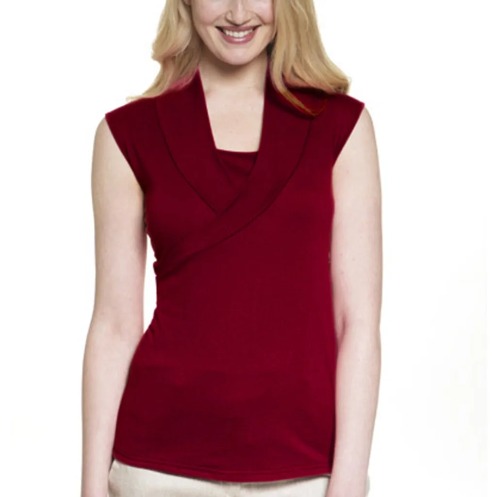 Летняя женская одежда для беременных SAGACE Элегантная блузка без рукавов кормящих