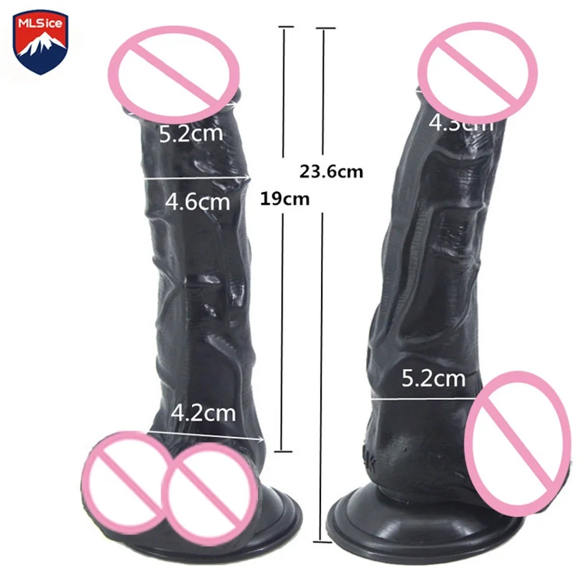 MLSice большой реалистичный дилдо гибкий изгиб Пенис с сильной присоской мягкие