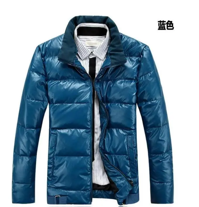 Stand collar winter thicken new men's PU leather coats High quality clothing mens jacket men's warm jacket fashion blue european