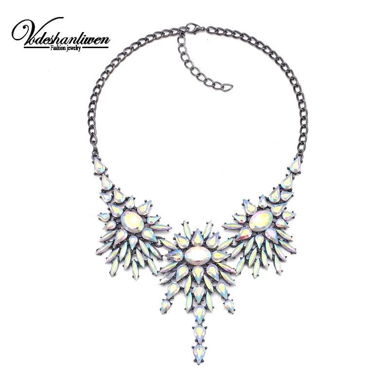 Vodeshanliwen New Luxury Brand Crystal Necklaces & Pendants Sexy Women Wedding Collar Statement Necklace Colorful Accessories | Украшения