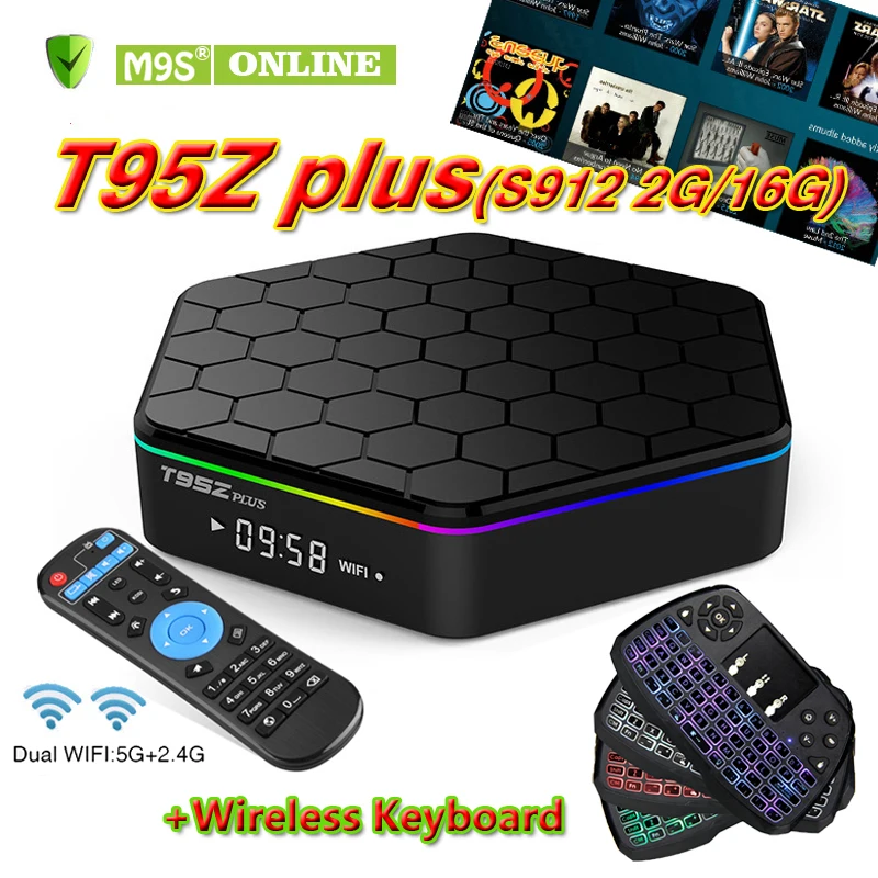 T95Z PLUS Android 7 1 ТВ приставка Amlogic S912 Восьмиядерный 2G 16G 2 4G 5G WiFi Bluetooth KD17.3 медиаплеер A3 с