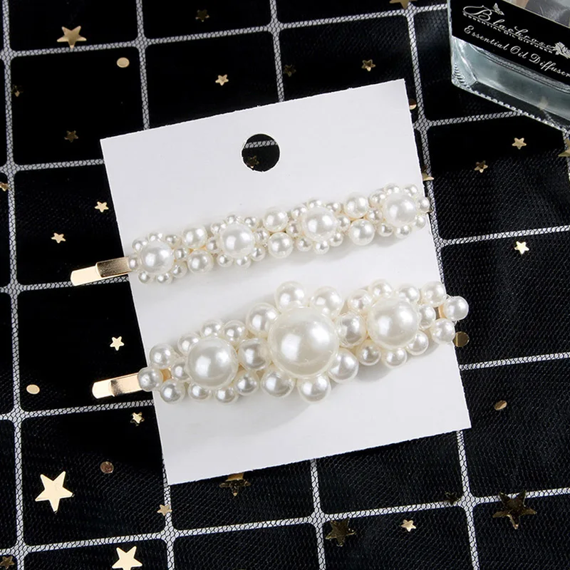 Женская заколка для волос с жемчугом элегантная металлическая в Корейском стиле