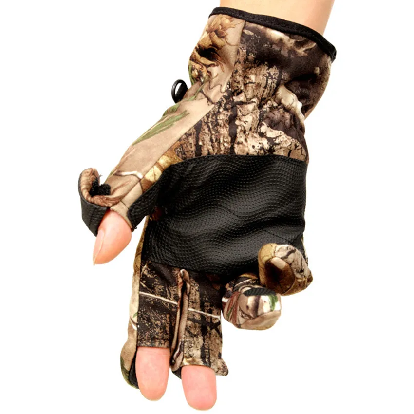 Зимние бионическая камуфляжа под дерево Охота и рыбалка перчатки три пальца