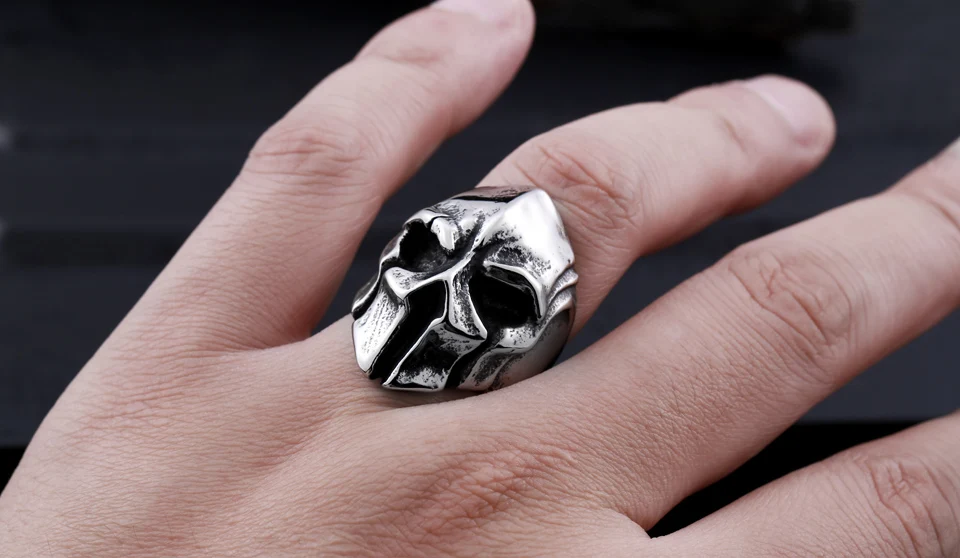 steel soldier good detail factory price men punk skull ring stainless steel fashion jewelry