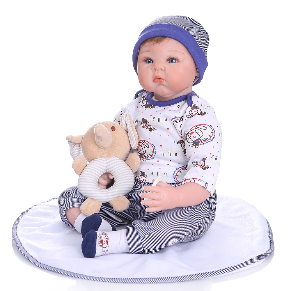 NPK 55 см Новорожденный bebe realitic reborn baby doll реалистичные мягкие силиконовые настоящие Утяжеленные Волосы на теле