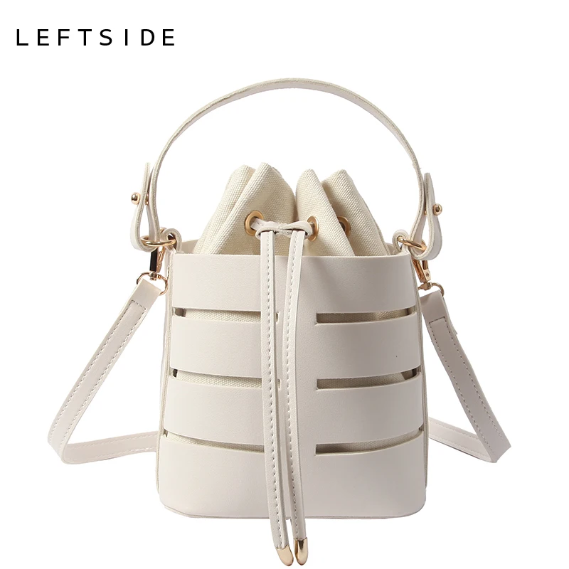 LEFTSIDE сумка-ведро со шнурком для женщин 2020 Mini PU кожаные сумки через плечо женские