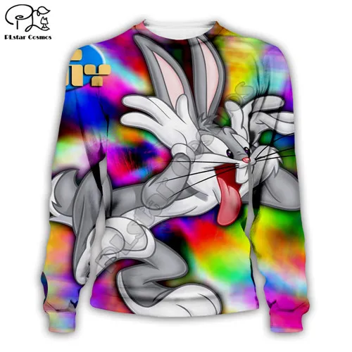 Мужские толстовки с 3d принтом «trippy Bugs Bunny» looney ttes, свитер с разноцветным принтом на молнии, Повседневный пуловер унисекс, Осенний подростковый пиджак