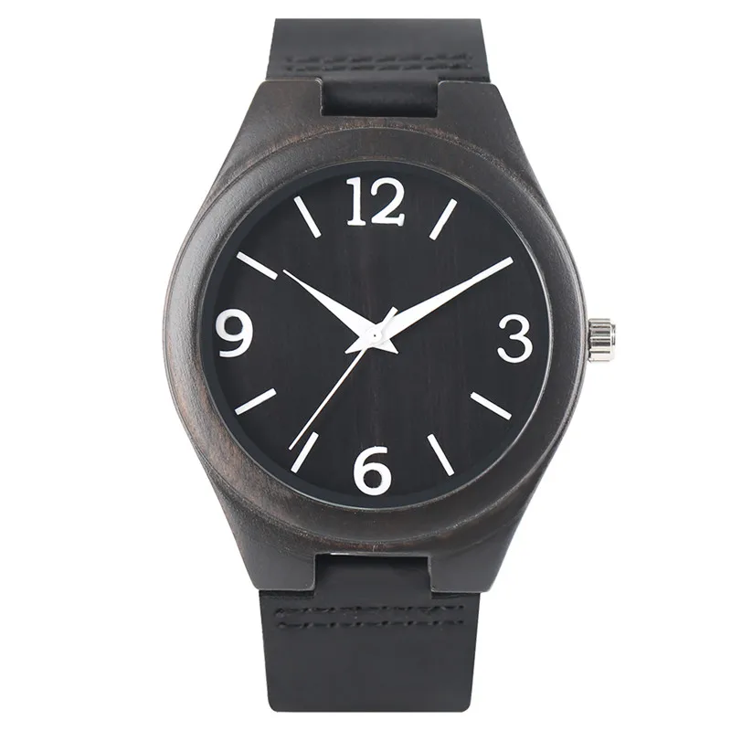 Часы наручные мужские/женские кварцевые с арабскими цифрами из натуральной