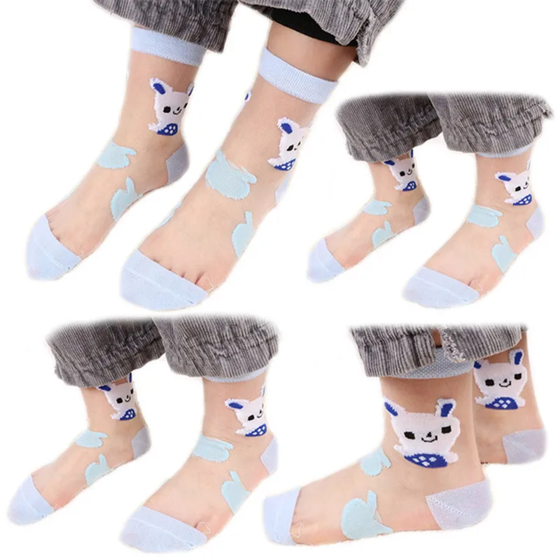 

6 Pairs/Lot Girls Socks for Children Summer Kids Mesh Style Baby Girl Cartoon Rabbit Socks With Elastic Girl Socks Wholesale