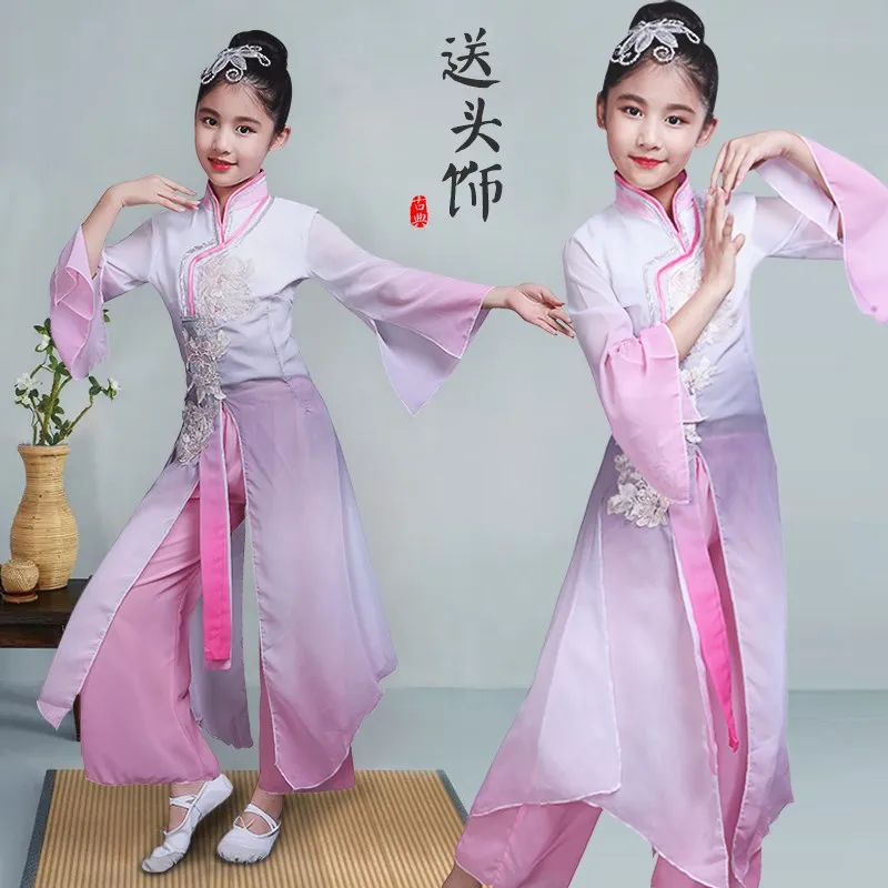 Детские Классические танцевальные костюмы Hanfu в китайском стиле для девочек