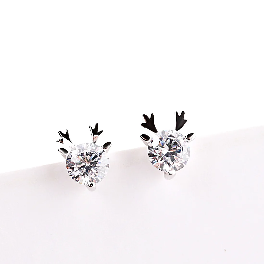 Женские серьги гвоздики из серебра 100% пробы с фианитом|hypoallergenic stud earrings|fashion