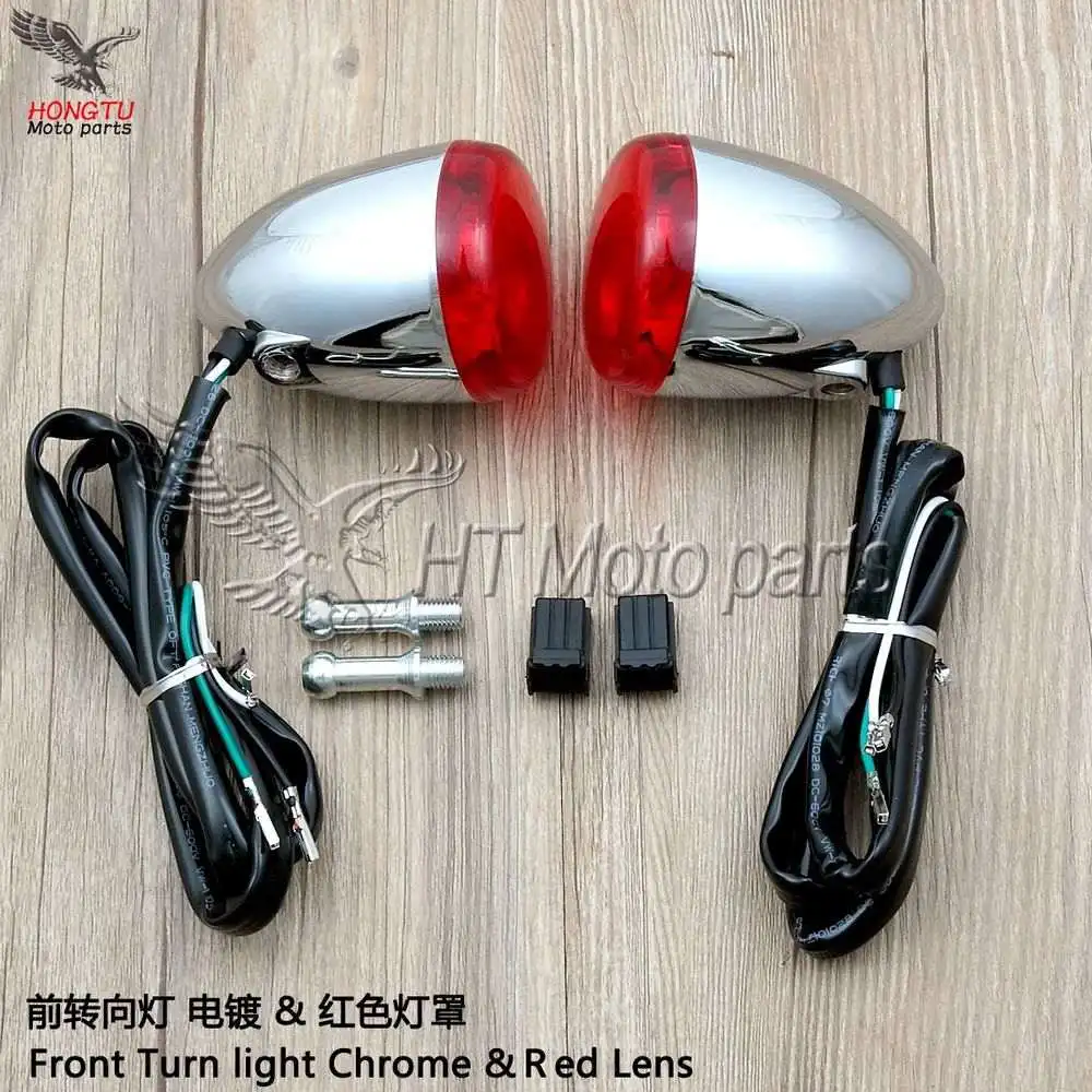 Front red chrome Мотоциклетная Высококачественная Передняя Задняя Поворотная лампа для Harley Softail Dyna Sportster Fat Boy V-Rod XL883 XL 883 1200 - Цвет: Front red chrome