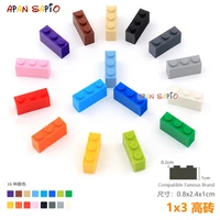 15pcslot diy blocks building bricks thick 1x3 educational assemblage construction toys for children size compatible with brand
