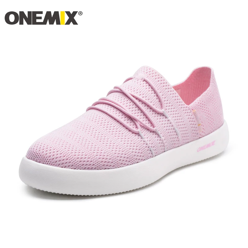 ONEMIX Women Sneakers Shoes Fashion Breathable Walking Mesh Slip On Female Flat Soft Pink Footwear Vulcanize | Спорт и развлечения