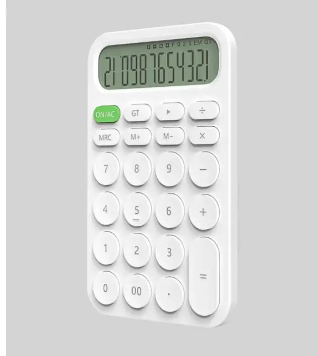 Белый xiaomi mijia риса калькулятор 12-bit светодиодный дисплей АБС-пластик 6 градусов угол для офиса бизнес финансы налог Smart - Цвет: Белый