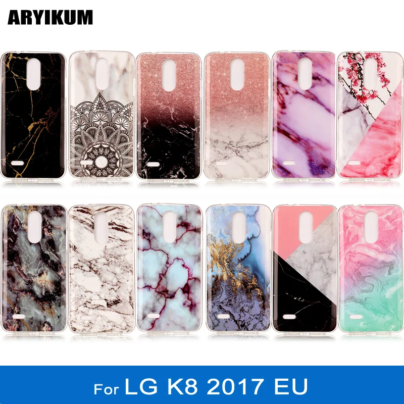 ARYIKUM Phone Cases For etui LG K8 2017 Dual Case X240 m200n TPU Silicone Marble Cover LGK8 Fundas Para |