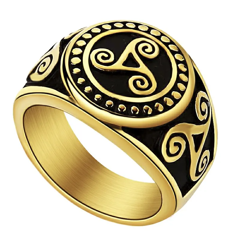 Valily Jewelry Для мужчин, Золотое кольцо Нержавеющая сталь Celt Viking kольцо в форме цветка для Для мужчин Винтаж ремешок круглые кольца Для женщин US Размеры