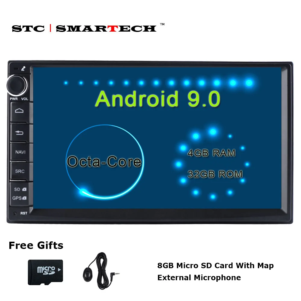 SMARTECH 2 Din Восьмиядерный Android 9 Автомобильная Радио gps навигационная система автомобильного радио 4 Гб ОЗУ 32 Гб ПЗУ Поддержка TPMS 3g wifi DAB OBD DVR