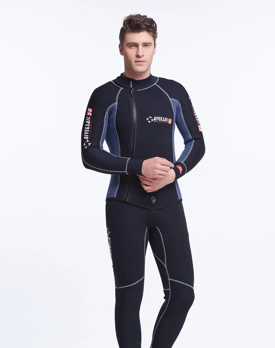 Комплект из 2 предметов Мужской гидрокостюм с капюшоном и полным покрытием 5 мм|set