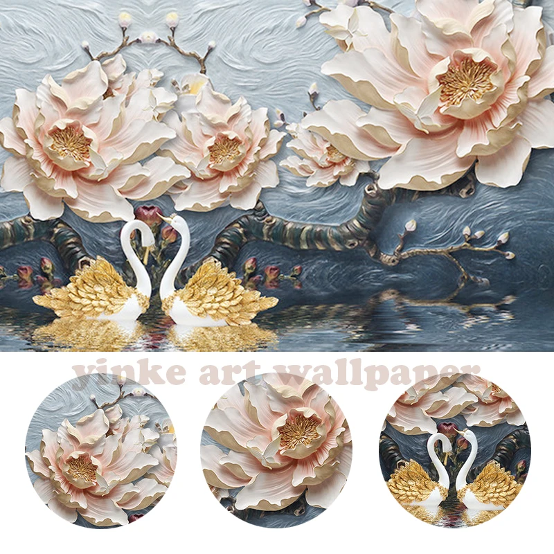 Объемные стереоскопические обои на заказ рельефные с европейскими цветами