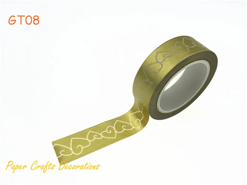gt08 10 м* 1,5 см DIY односторонняя Золотая Васи бумажная лента рулон для упаковки подарков ремесла Скрапбукинг свадебные сувениры - Цвет: gt08