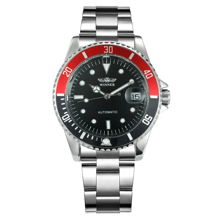 BLACK RED BLACK WINNER официальный классический автоматические часы для мужчин бизнес механические часы лучший бренд класса люкс стальной ремешок Календарь наручные часы Горячая - Цвет: BLACK RED BLACK