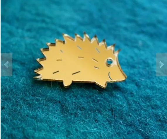 Золотая зеркальная акриловая забавная брошь в виде Ежика|hedgehog brooch|animal broochacrylic brooch