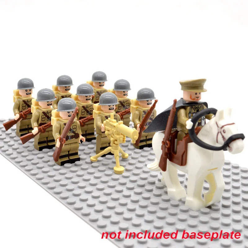 Bricks WW2 army Soldiers Troop Military German Russia US UK Soviet Union Italy France Japan block Building Toys