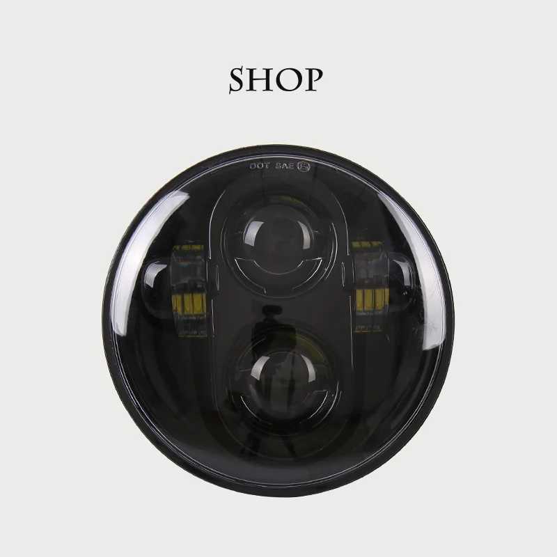 5,7" дюймов Led moto rcycle фара Объектив проектора фару мото для Led 5 3/4 фара круглая фара moto rcycle - Цвет: Черный