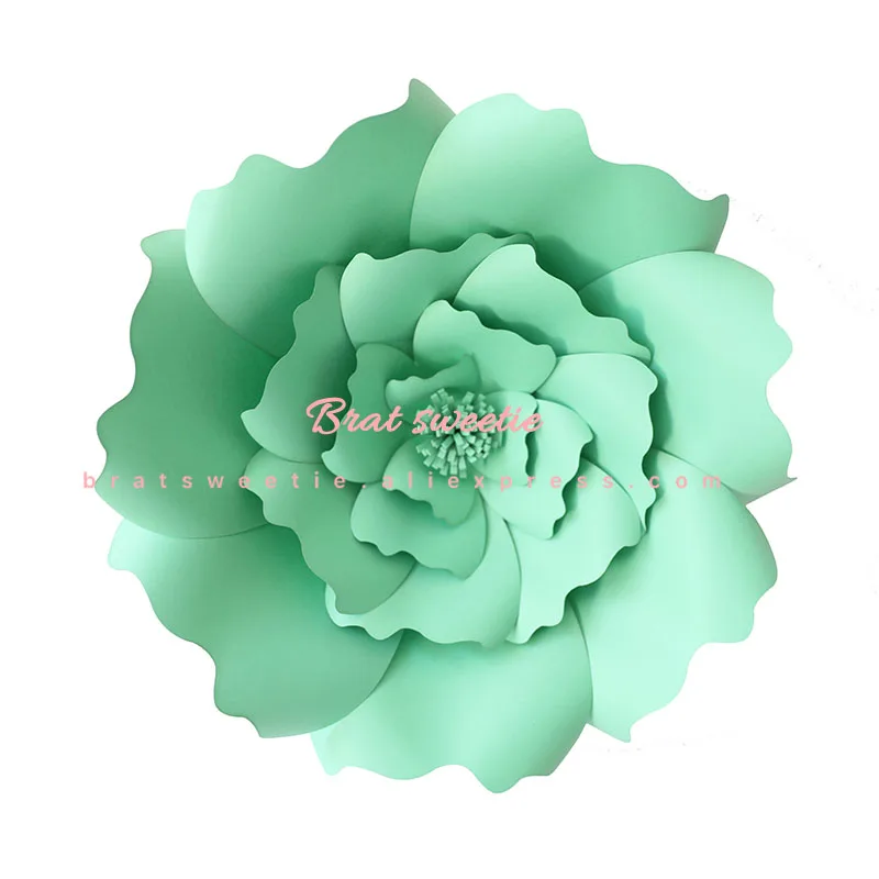 s1 light green DIY большая Роза гигантские Бумажные цветы для свадебных фонов украшения бумажные поделки для детской комнаты день рождения видео-обучающие материалы - Цвет: s1 light green