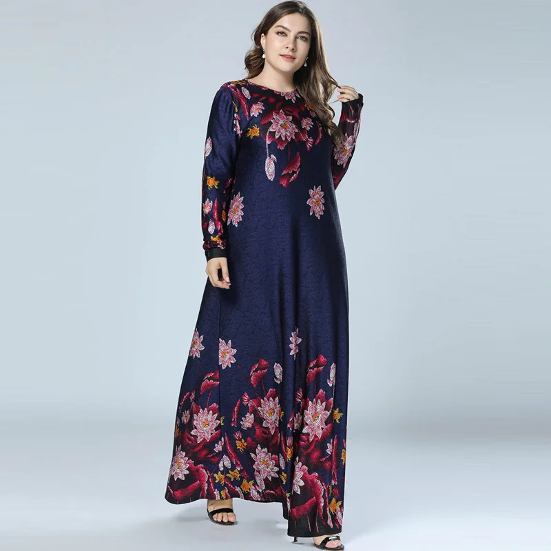 Женское кимоно с цветочным принтом Abaya мусульманское Макси-платье из Дубая абайя