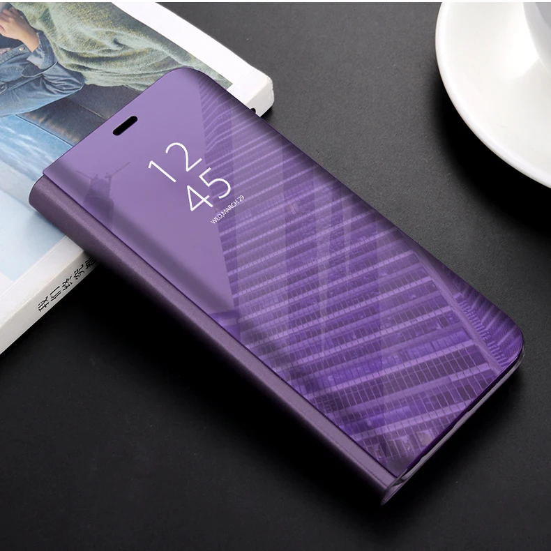 Фиолетовый Чехол для телефона OPPO Realme 2 3 Pro C2 K1 K3, чехол, умный зеркальный прозрачный чехол с подставкой, роскошный флип-чехол для OPPO Realme X Lite - Цвет: Фиолетовый