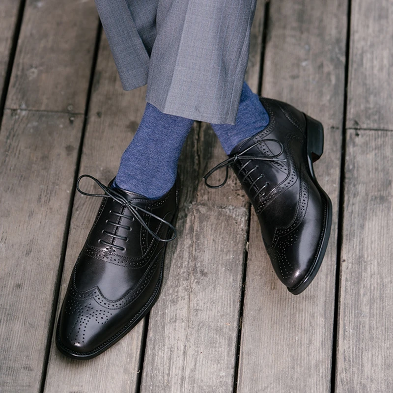 Мужская винтажная обувь с перфорацией типа броги ручной работы оксфорды из