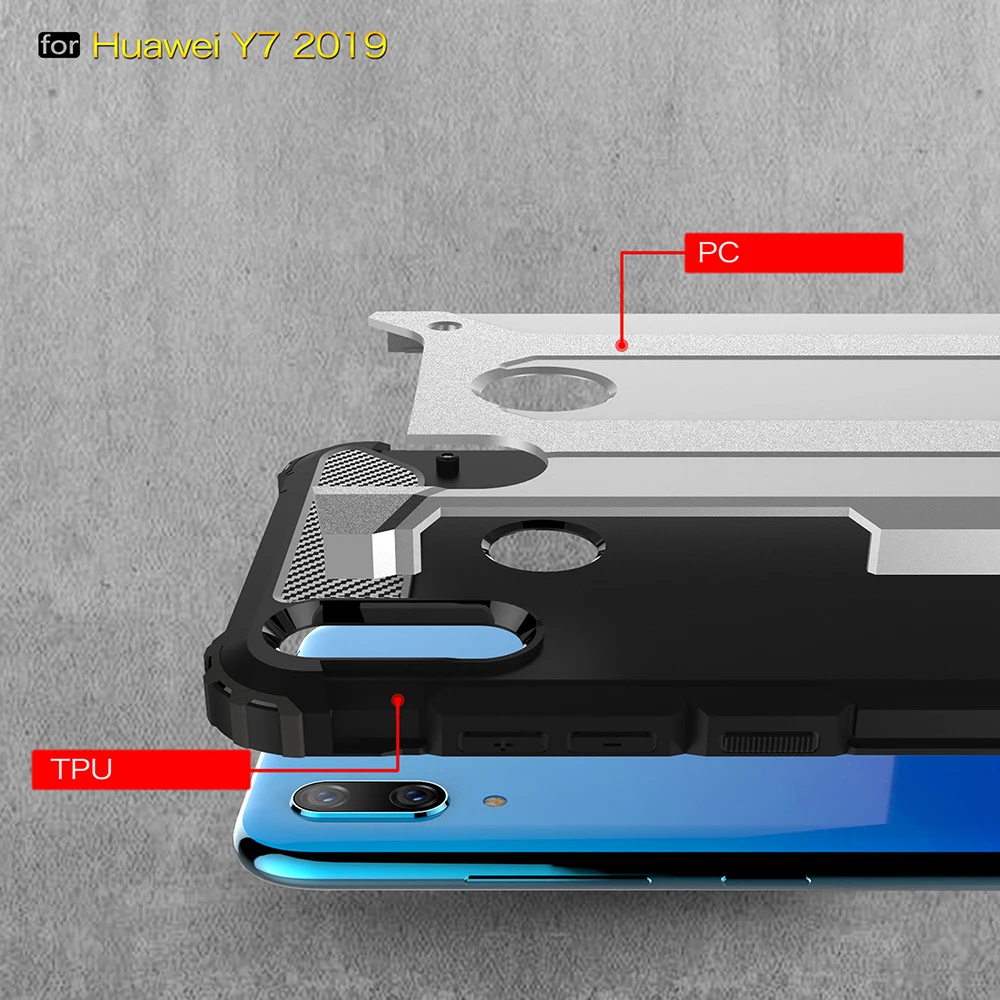 Жесткий чехол для Huawei Y7 2019 антидетонационные Роскошные мобильные чехлы