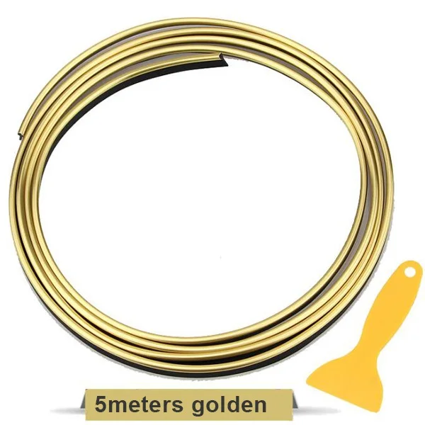 GOLDEN Универсальный 5 м автомобильный DIY формовочная отделка внутренняя внешняя приборная панель защита края Декоративная полоса линия хромированные аксессуары для укладки - Цвет: GOLDEN