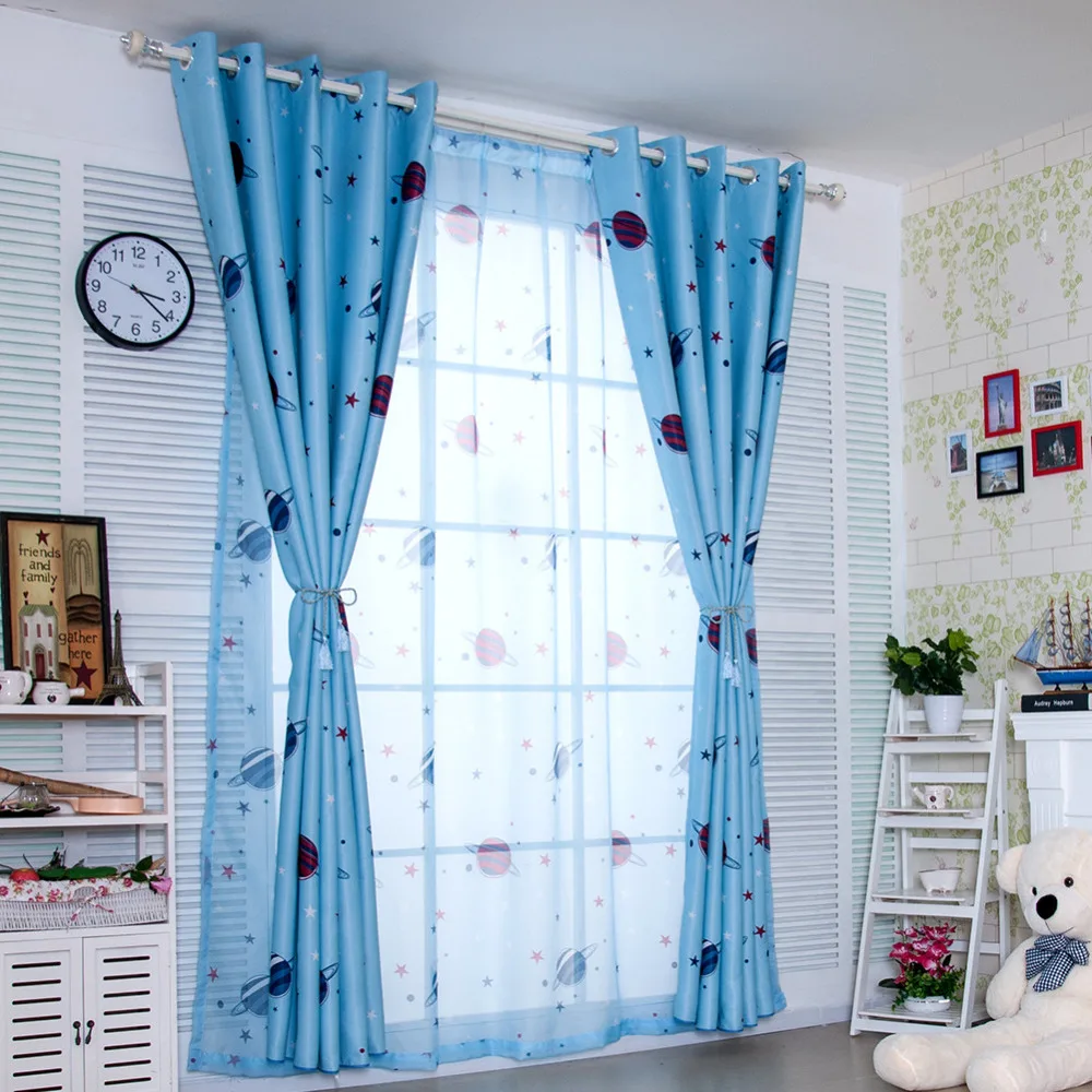 Последние 2 вида цветов синие Мультяшные шторы для мальчиков спальни детей
