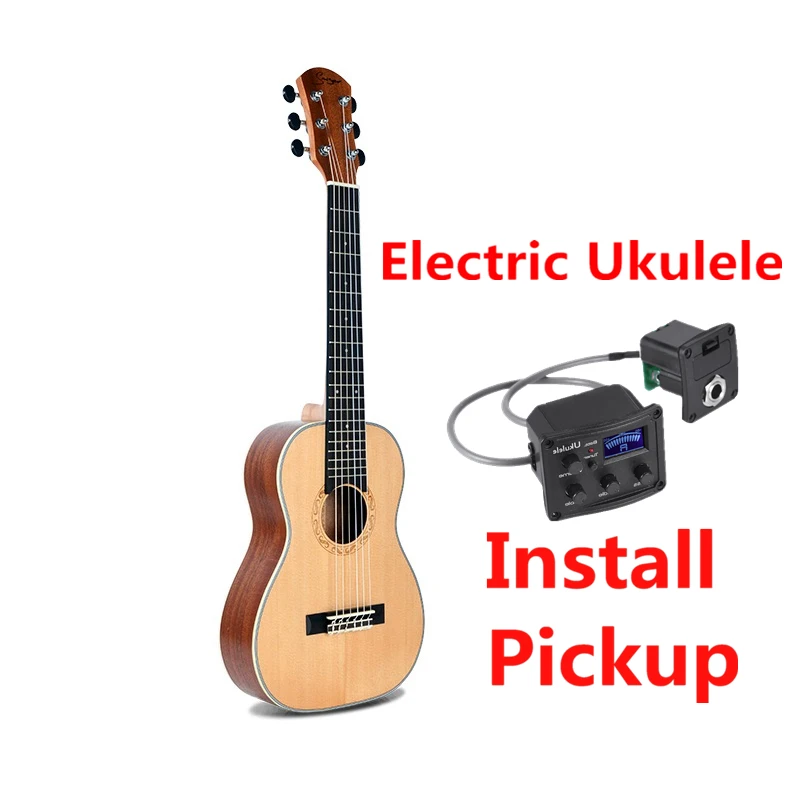 Guitalele Guilele 30 дюймов Ель Guitalele Мини электрическая Baritone Акустическая гитара 6 струн Ukelele пикап туристическая гитара - Цвет: pickup