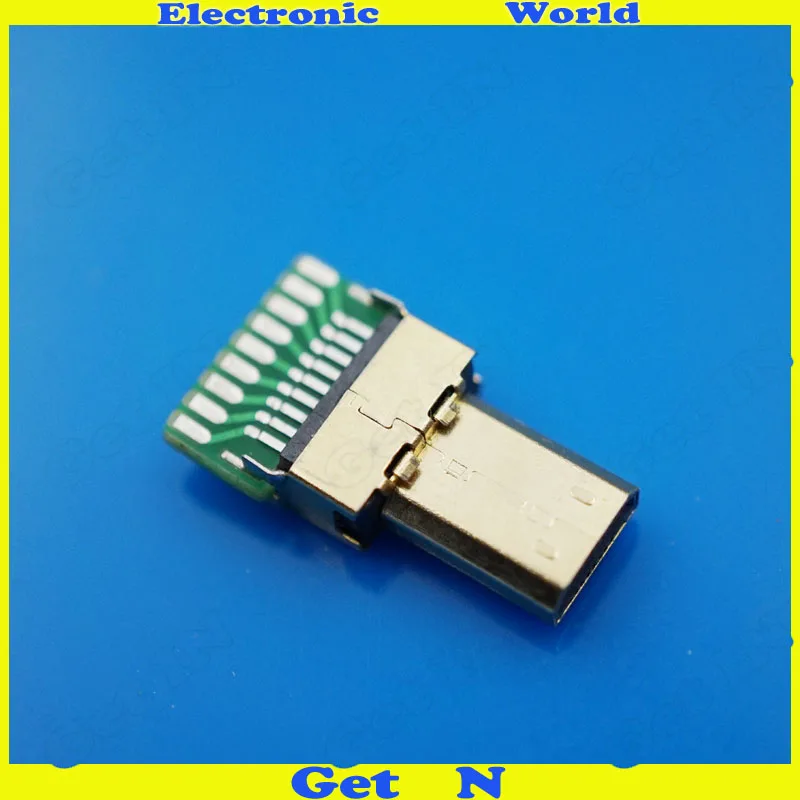 200 шт. D Тип HDMI штекер PCB Micro разъем Железный корпус позолоченный|gold-plated| |