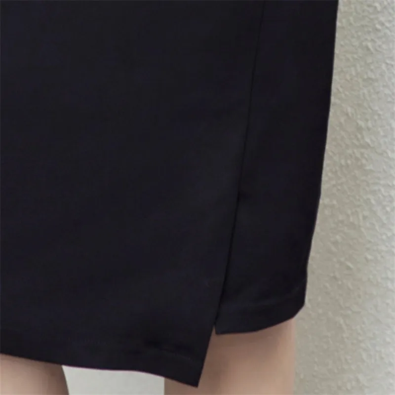 

Dushicolorful Elegant Skirts Womens Office High Waist Slim Black Midi Skirt Summer 2019 Knee Length Side Split Ladies Workwear