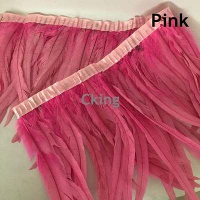 pink Прямая с фабрики 35-40 см 14-16 дюймов Окрашенный черный петух/с перьями из хвоста петуха бахрома/отделка для юбки свадебные украшения - Цвет: pink