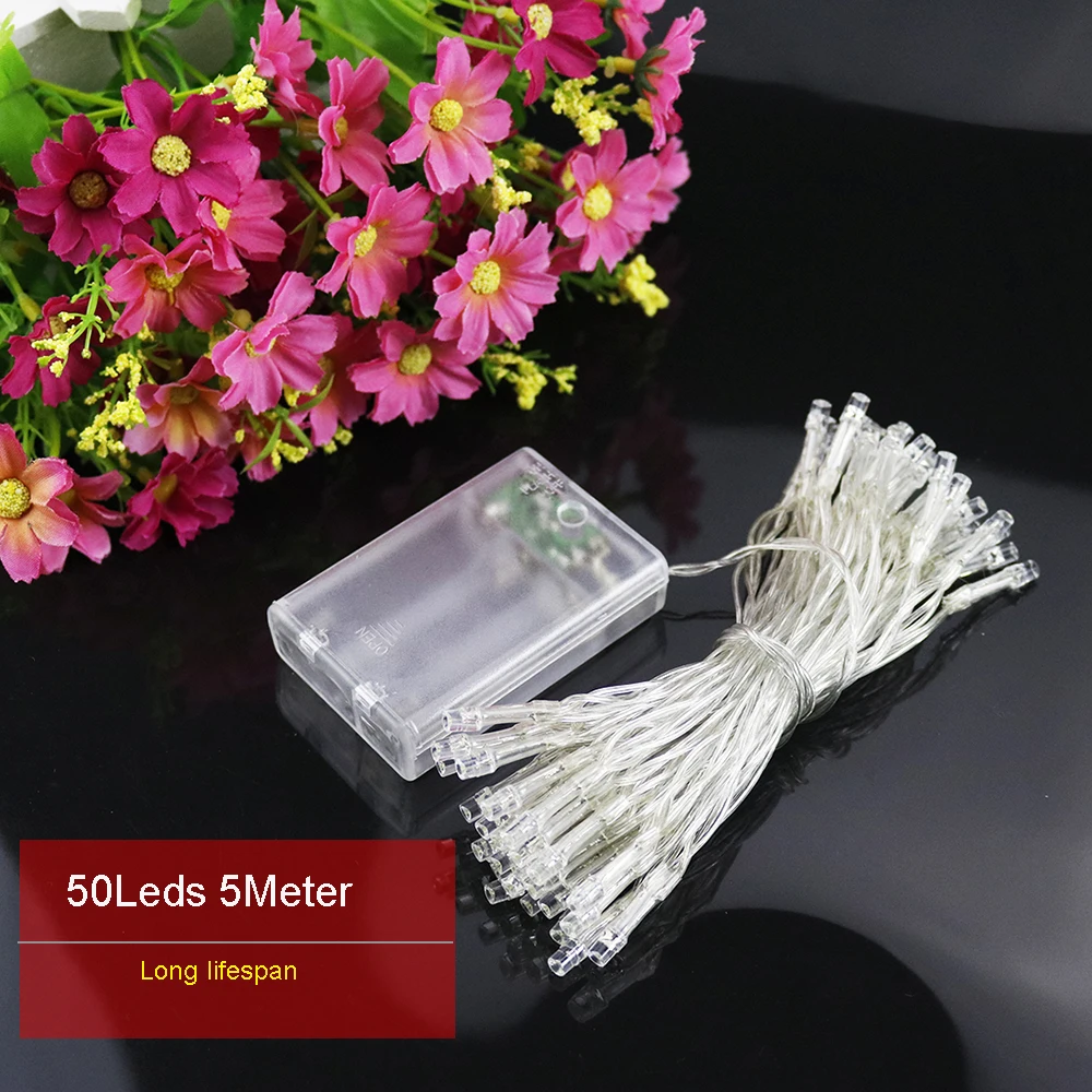 

5M LED String Lights Holiday Lighting 50 LEDs With Battery Box For Ramadan Christmas Wedding Party Fairy Lantern Decoration JQ